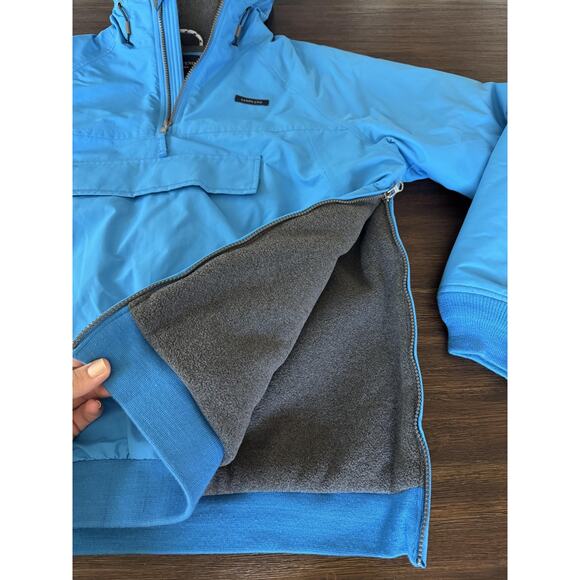 Lands' End Jacket Mens Medium Blue The Squall Hooded Half Zip Anorak Fleece - Picture 5 of 16